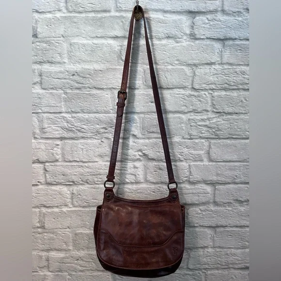 FRYE Melissa Saddle Bag Leather Cognac Crossbody - Picture 3 of 16